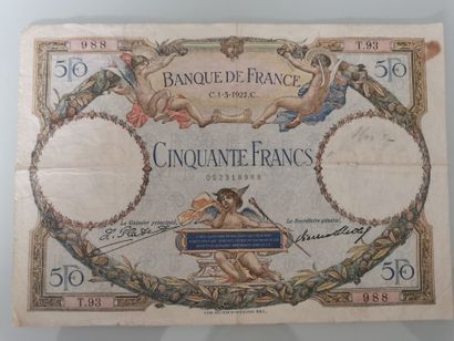  Billet 50 Francs Luc Olivier Merson C 1-3-1927, T93, 988, quelques marques d'us...