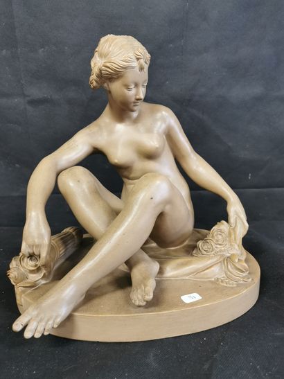 null Plâtre patiné, « Femme nue assise », attribué à Etienne Maurice FALCONET (1716-1791),...
