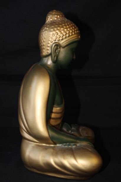 null Bouddha en plâtre peint couleur doré 20 x 28cm