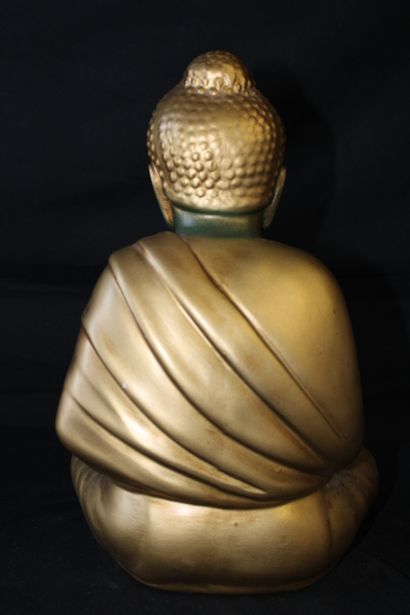 null Bouddha en plâtre peint couleur doré 20 x 28cm
