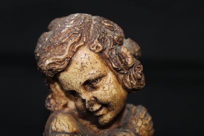 null Statue d’une demoiselle en plâtre et résine, technique COLOMBIN 19 x 18cm
