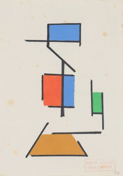 null Émile LAHNER (1893-1980) Composition. Gouache sur papier encadrée avec cachet...