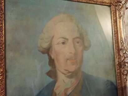 D'après J-B PERRONEAU. Portrait de Louis XV. Pastel sur papier marouflé sur toile...