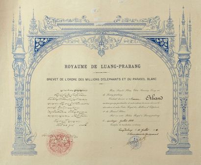 1912. Royaume de Luang-Prabang. Ordre du...