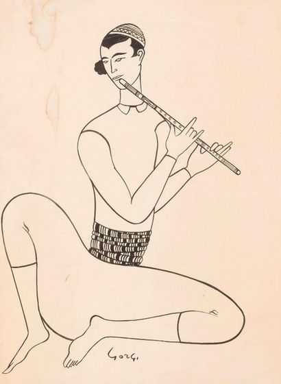 null Abdelaziz GORGI (1928-2008)

Jeune flûtiste. Encre sur papier encadrée, signée...