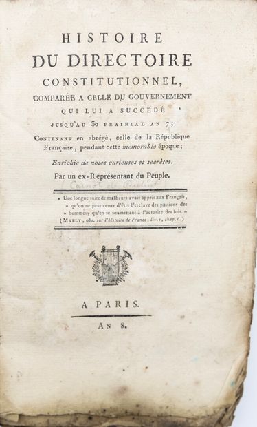 null Ensemble de livres brochés et reliés :

CARNOT (Lazare).

Essai sur les Machines...