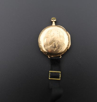 null Pocket watch, "Lefèvre à Angoulême" in yellow gold 750 °/°° (18K), double case...