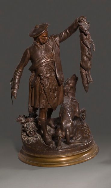 null Pierre Jules MENE (1810-1879).

Le chasseur Écossais.

Bronze à patine brune,...
