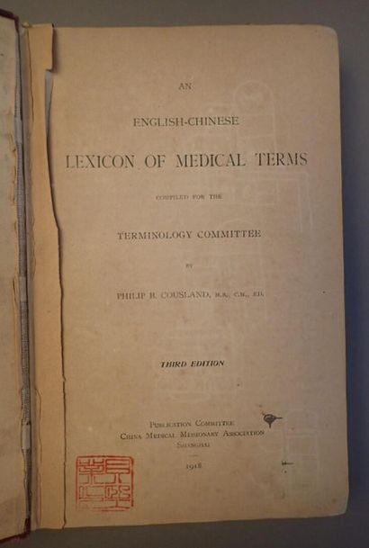 null [MEDECINE] COUSLAND (Philip B.), An English-Chinese lexicon of medical terms...