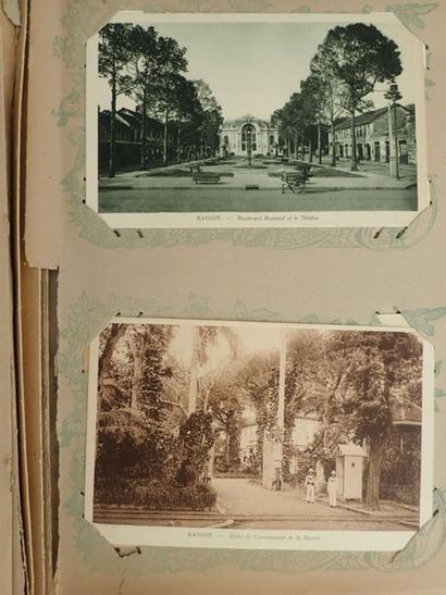 ALBUM OF INDOCHINA POSTCARDS. 46 pages of...