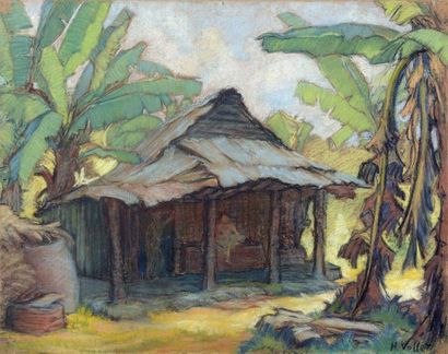 null Henri Emile VOLLET (1861-1945). Ecole française des peintres voyageurs d'Indochine.

Maison...