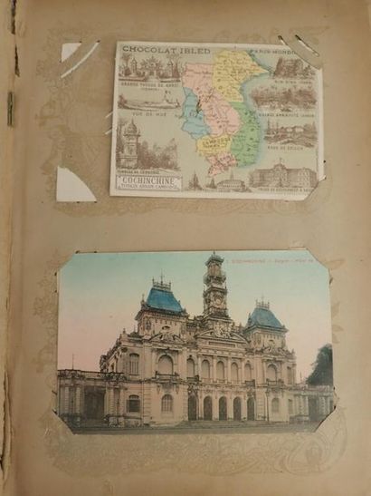 null ALBUM OF INDOCHINA POSTCARDS. 46 pages of 4 postcards each, that is to say 184...