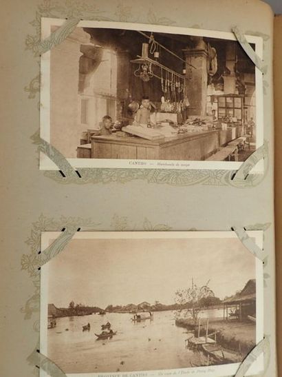 null ALBUM DE CARTES POSTALES D'INDOCHINE. 46 pages de 4 cartes postales chacune,...