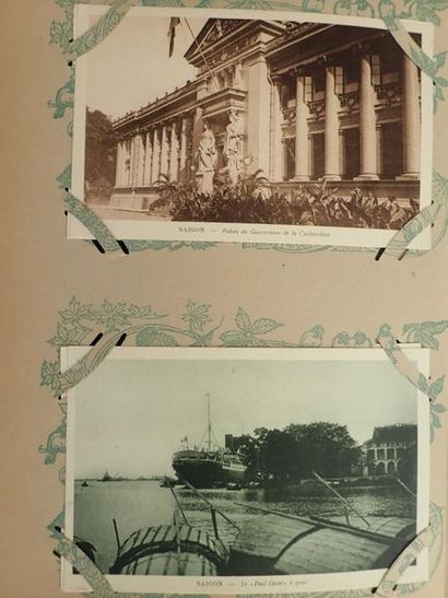 null ALBUM OF INDOCHINA POSTCARDS. 46 pages of 4 postcards each, that is to say 184...