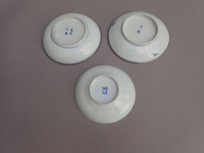 null Deux coupelles en porcelaine de Chine formant paire à décor bleu blanc de 7...