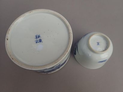 null Pot à condiments en porcelaine de Chine à décor bleu blanc des 4 occupations...