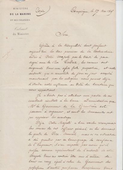 null 1867

Ensemble de documents manuscrits entre l'Amiral de la Grandière, gouverneur...