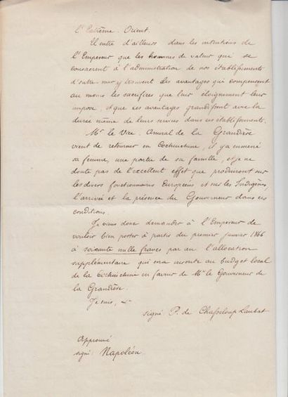 null 1867

Set of handwritten documents between Admiral de la Grandière, governor...