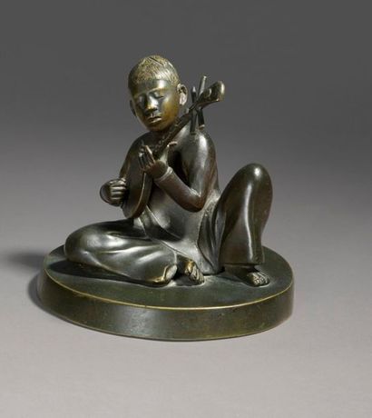null Hanoi School of Applied Arts. The little musician. Bronze with a brown-green...