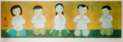 null MAI THU (1906-1980)

Children's prayer.

Colour print on framed silk. Numbered...