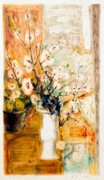 null LE PHÔ (1907-2001) 

Fleurs de pommiers dans un vase blanc.

Lithographie numérotée...