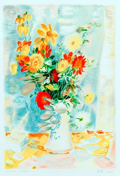 null LE PHÔ (1907-2001) 

Bouquet de fleurs dans un vase blanc.

Epreuve d'artiste...