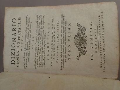 null Dizonario Geografo. Tome I. Première édition, 1662. Relié