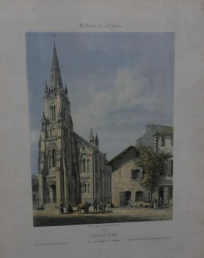 null D'après Philippe BENOIST. Paire de lithographies en couleur "Eglise de la Madeleine"...