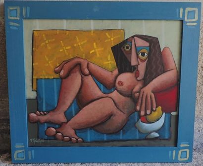 null Thierry MIRAMON. Femme assise. Huile sur toile encadrée signée en bas à gauche....