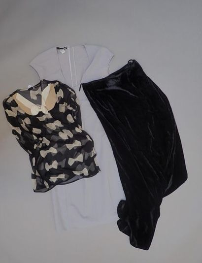 null Lot of dresses, top and skirt:

- S BIANCA HAUTE COUTURE. A crepe dress in pearl...
