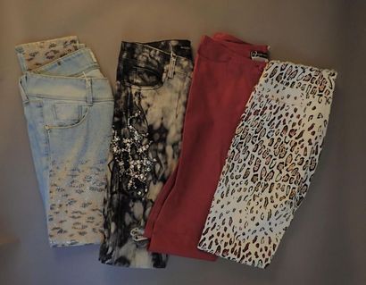 null Strong lot of 13 plain pants, leopard print, jeans (BALMAIN, DIESEL, SCHOULER,...