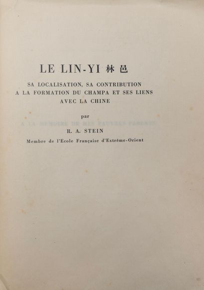 null 1937

[CHINE]

STEIN (R.A.), Le Lin-Yi, sa localisation, sa contribution à la...