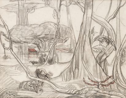 null André MAIRE (1898-1984). 

School of travellers painters. 

Animated landscape...