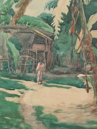 null Indochinese school.

Village in Laos near Vientiane.

Watercolor on paper, signed...