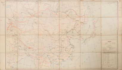 null 1900.

China, railroads.

Color lithographed map, 90 x 50 cm (on view), canvas...