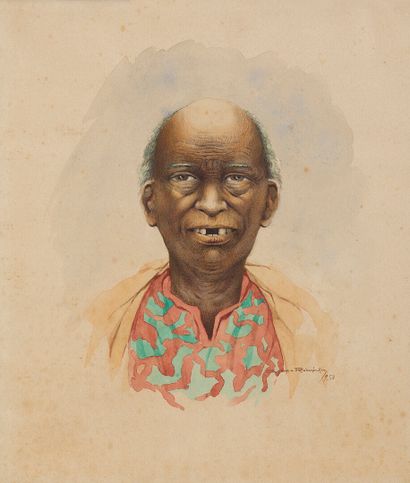 null School of Madagascar, 20th century. 

4 Portraits of minorities forming pairs....
