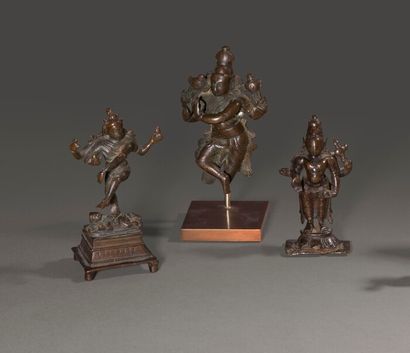null Lot of three deities: 

- Vishnu, South India.

- Shiva Nataraja, India.

-...