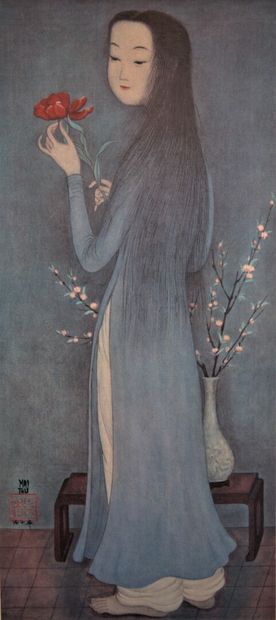 null MAI-THU (1906-1980). 

The young woman with the flower.

Framed print. 1960's.

Size:...