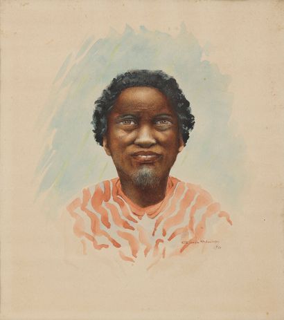 null School of Madagascar, 20th century. 

4 Portraits of minorities forming pairs....