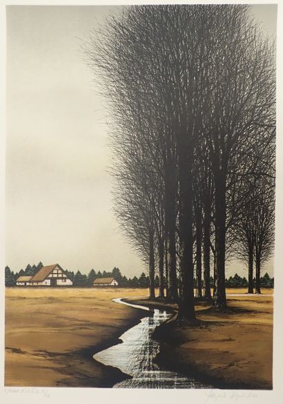 null Jacques DEPERTHES (1936). Farms in winter. Set of two lithographs, signed in...