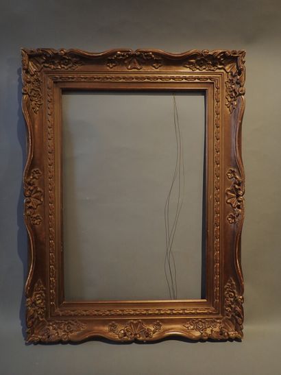Gilded wood frame, molded, Louis XV style....