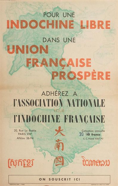 null 1950

For a Free Indochina in a prosperous French Union.

Rare propaganda poster....