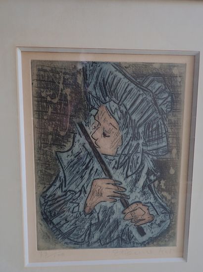 Pied Piper. Framed lithograph. Size: 29,5x23...