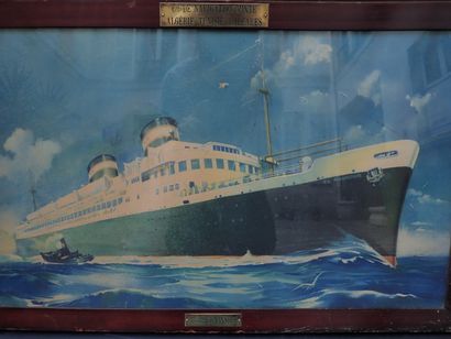 null Set of two framed posters: Compagnie générale transatlantique. Cruise liner...