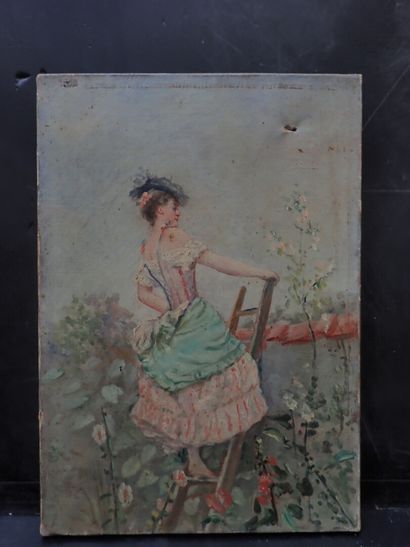 null Vieille femme au panier. Aquarelle sur papier, signée T. Ve. REGE et datée 1891...