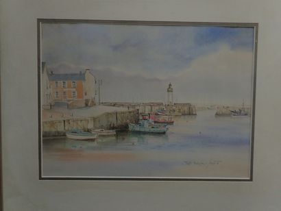 null French school, 20th century. Port Haliguen. Watercolor framed, located, dated...