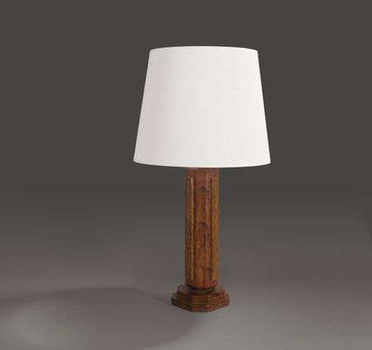 null In the taste of Marcel COARD. 

Table lamp with square shaft in palm wood and...