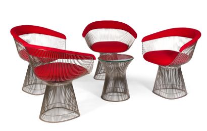  Warren PLATNER (1919 - 2006). Model 1725A . Four armchairs and a coffee table, in...
