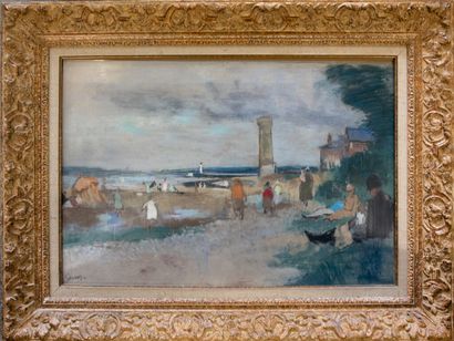 null Paul-Elie GERNEZ (1888-1948). Normandy coast. Pastel on framed paper, signed...