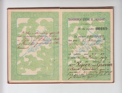 null General Government of Indochina.

INDOCHINA - Passport.

Copy for a validity...